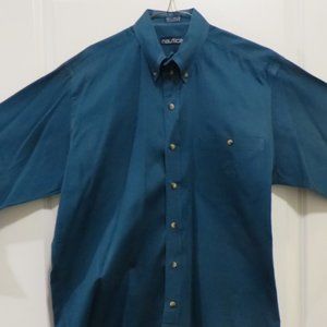 NAUTICA Men's Dress / Casual Shirt - Vintage 90's - Teal - Large - 16x34